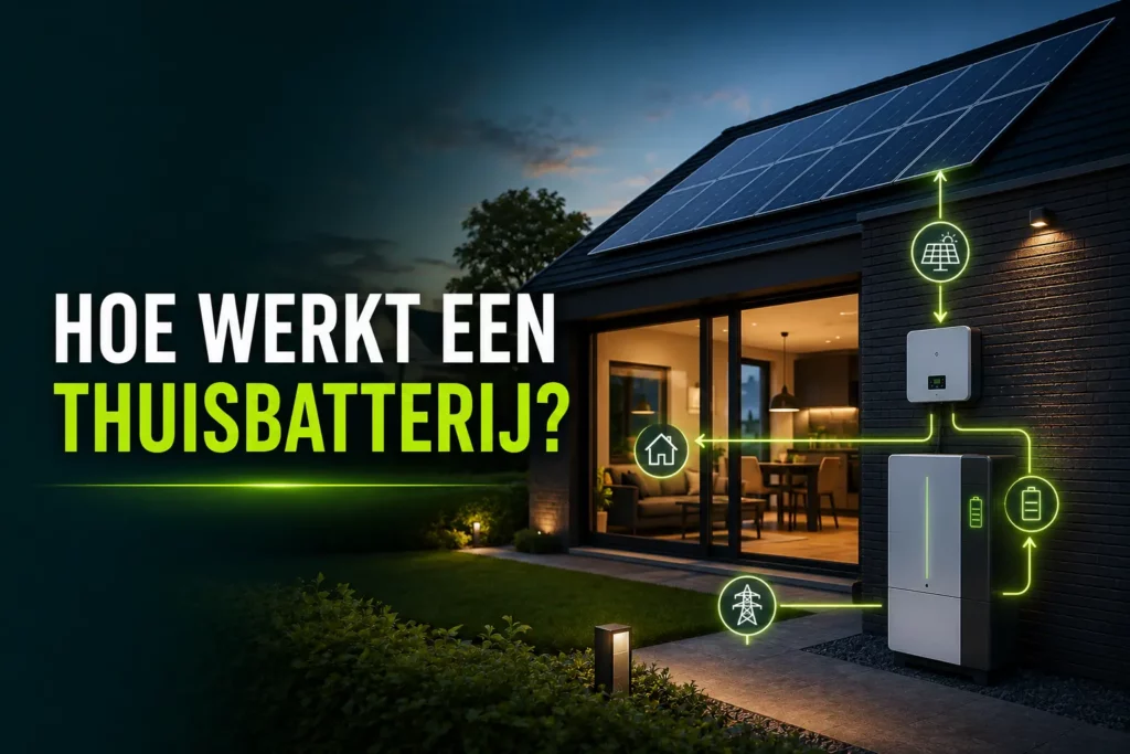 Hoe werkt een thuisbatterij met zonnepanelen, omvormer en energieopslag