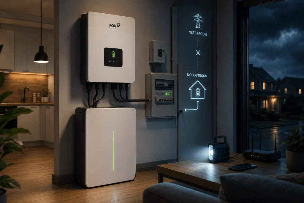 Thuisbatterij met noodstroom tijdens een stroomuitval